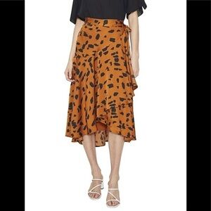 COOPER ST Animal Print WRAP SKIRT Size 10 rust brown NWT